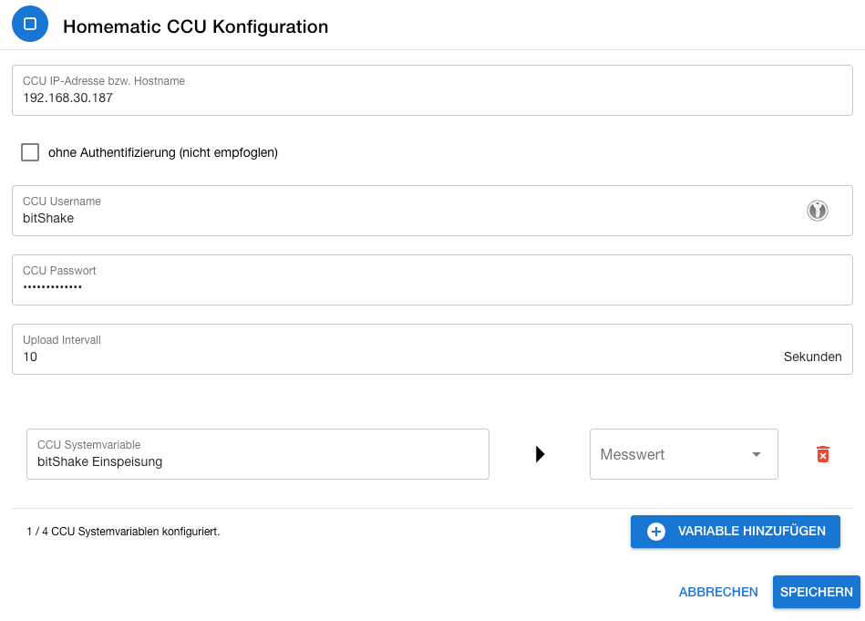 Homematic CCU Upload Konfiguration